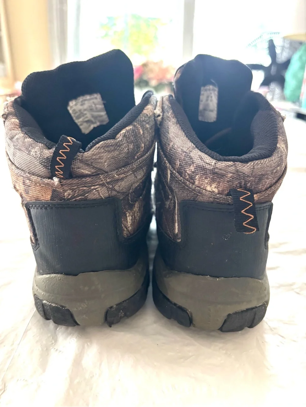 Ozark Trail Brown Camo Hiker Boots SZ 4 Youth Worn 1X